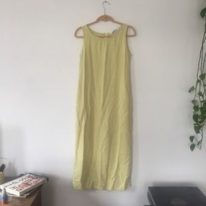 90's Chartreuse Maxi Linen Dress